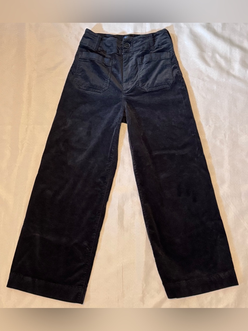 Maeve Anthropologie The Colette Pant US 26 Wide Leg Crop Black Corduroy EUC - Picture 5 of 7